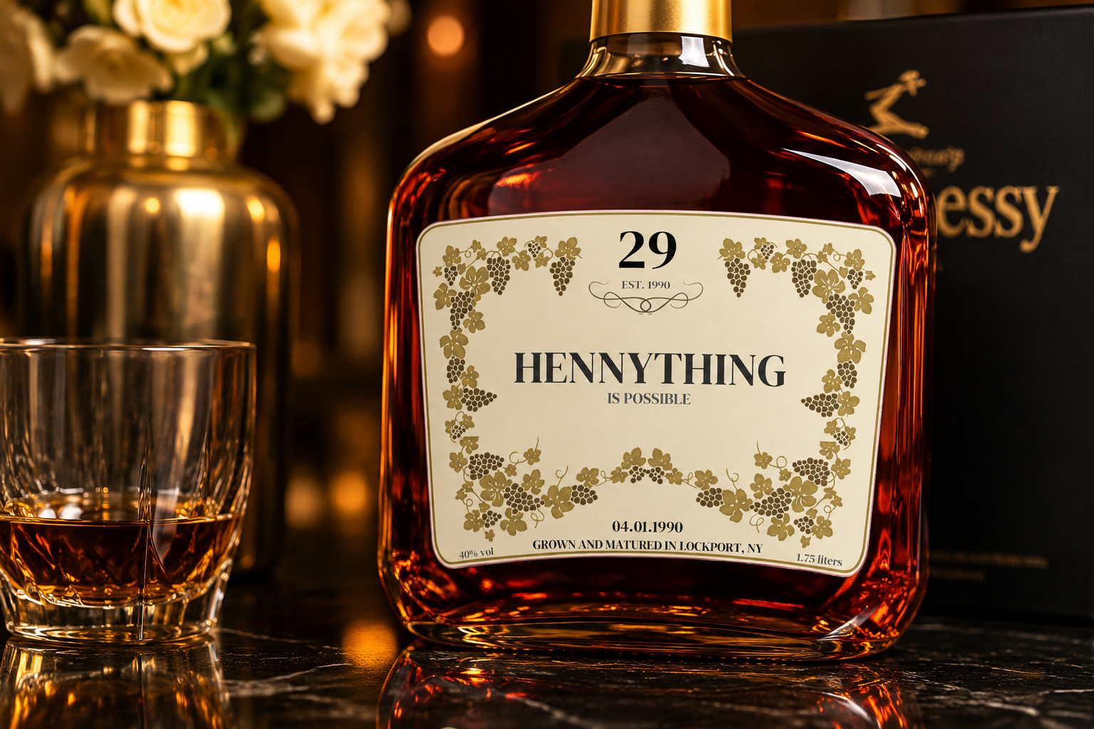 Hennything Is Possible Labels | Hennessy Inspired Canva Editable Template