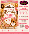 We Can Bearly Wait! Baby Shower Welcome Sign | Teddy Bear Theme Welcome Poster | Instant Download