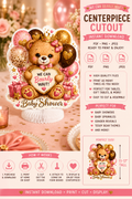 We Can Bearly Wait! Baby Shower Centerpiece Cutout | Teddy Bear Theme | Instant Download PDF, PNG & JPEG