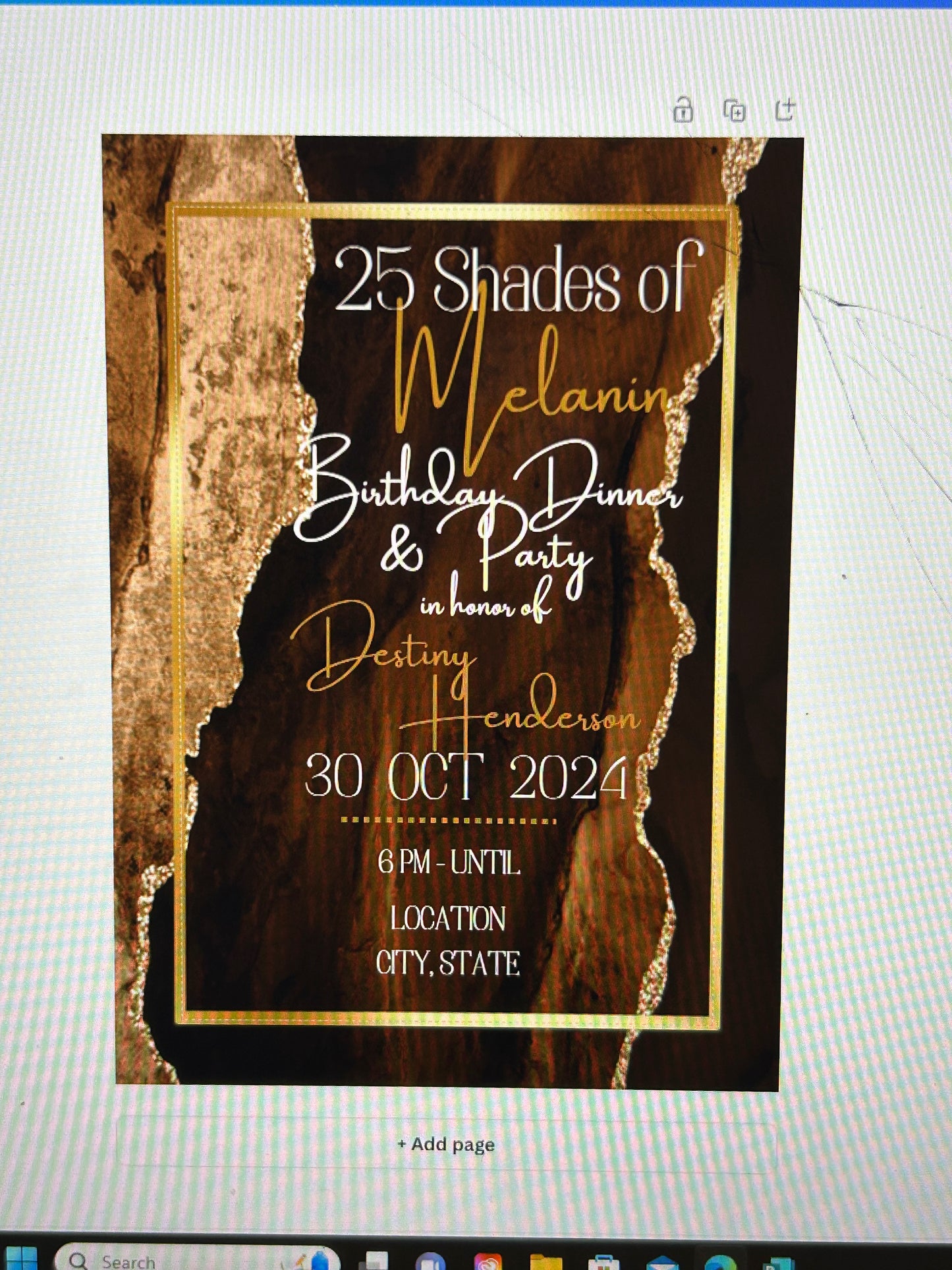 Shades of Melanin Invite Canva Editable Template