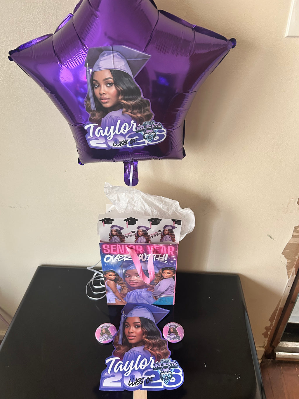 Graduation Celebration Bundle – Custom Photo Gift Bag Set (Balloon, Fan & Buttons Included)