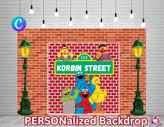 Sesame Street Backdrop (Canva Editable)