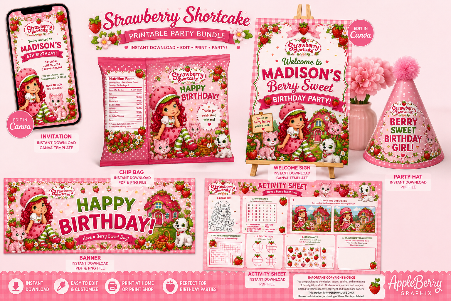 BERRY SWEET BIRTHDAY PARTY ACTIVITY PAGE