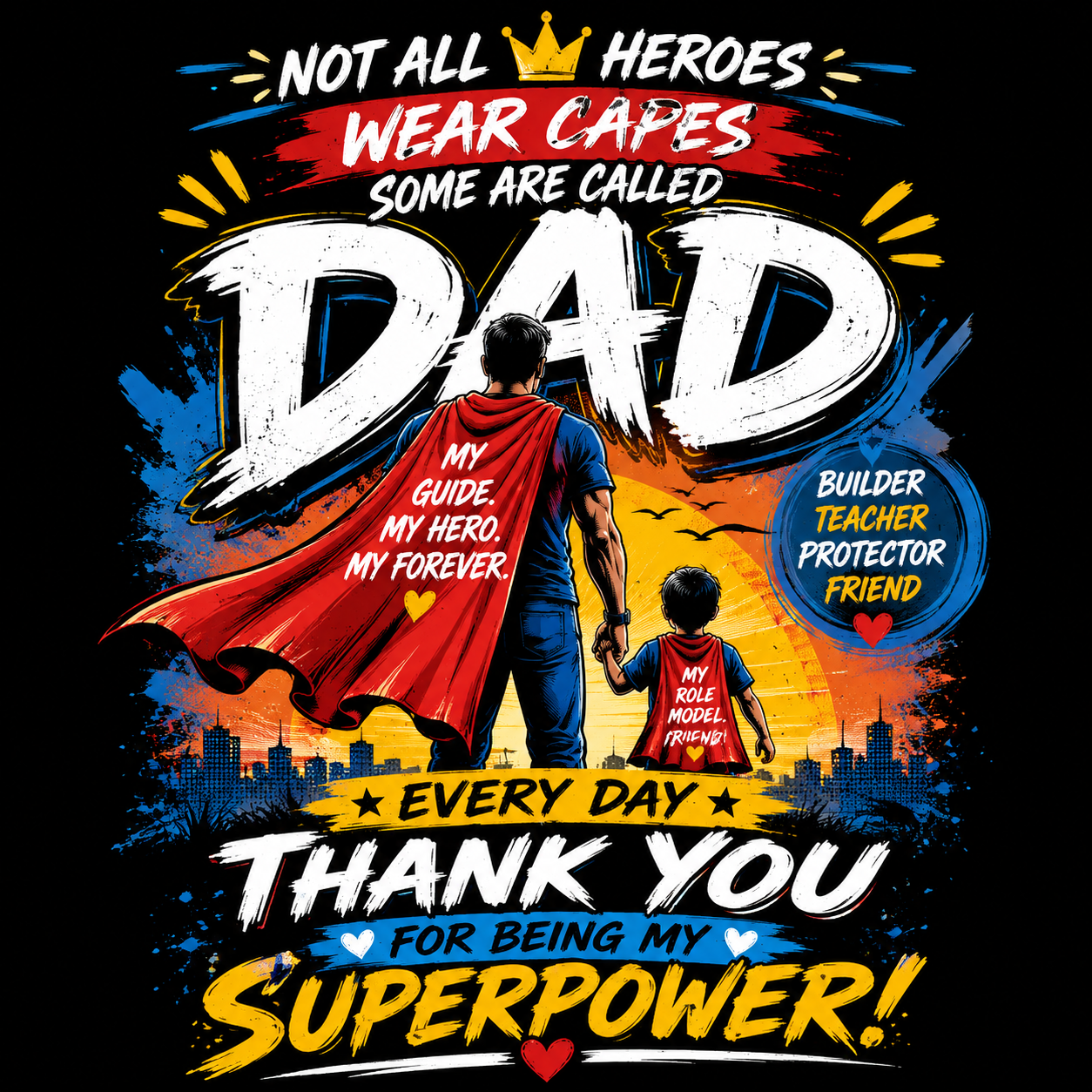 FREEBIE FRIDAY™ Super Dad PNG | Father's Day T-Shirt Design | Instant Download