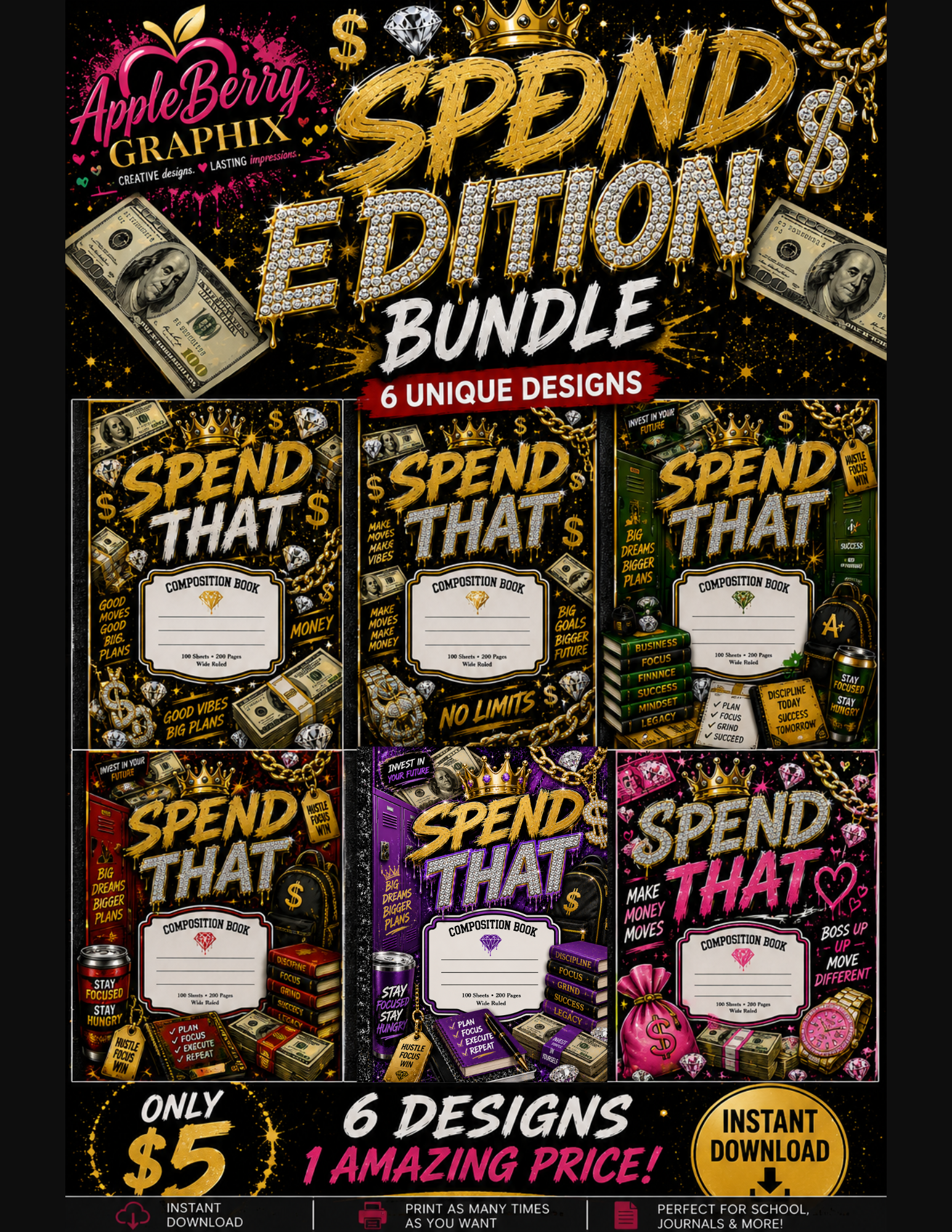 SPEND THAT™ Composition Notebook Templates Bundle – Instant Download