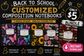 Sparkles, Butterflies & Flowers Composition Notebook Templates Bundle – Instant Download